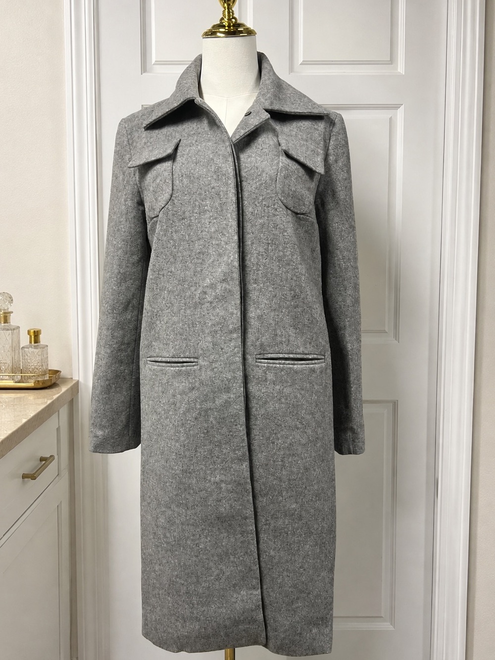 Vintage Roberto Musso Italian Virgin Wool Maxi Coat Gray Size US 4 or Italian 40
